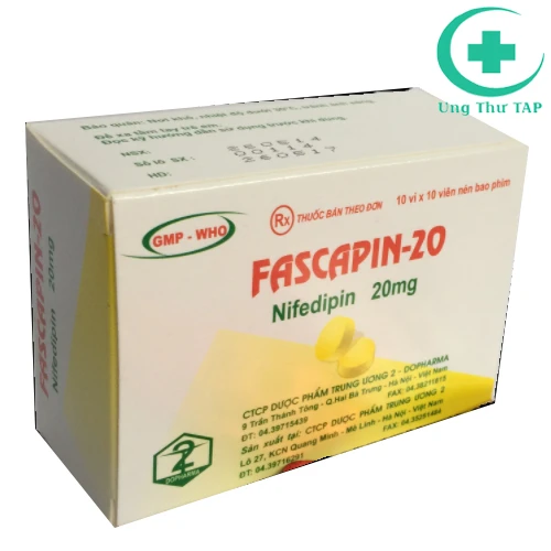 Fascapin-20 - Thuốc trị huyết áp cao, đau thắt ngực của Dopharma