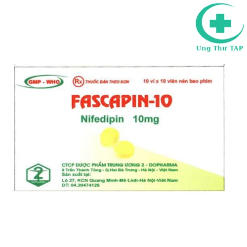 Fascapin-10 - Thuốc điều trị huyết áp cao, co thắt cơ ngực