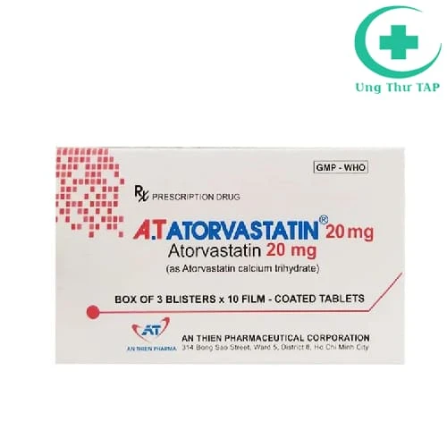 A.T Atorvastatin 20 mg - Thuốc hạ mỡ máu hiệu quả