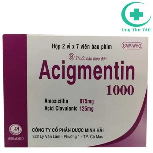 Acigmentin 1000mg - Thuốc điều trị viêm tai giữa, viêm amiđan
