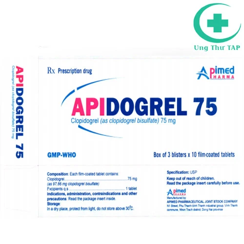 Apidogrel 75 - Thuốc điều trị các bệnh tim mạch của Apimed