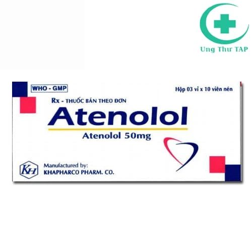 Atenolol 50mg Khapharco - Điều trị tăng huyết áp, đau thắt ngực