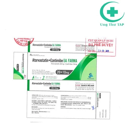 Atorvastatin+Ezetimibe-5A FARMA 20+10mg - Thuốc trị cao huyết áp