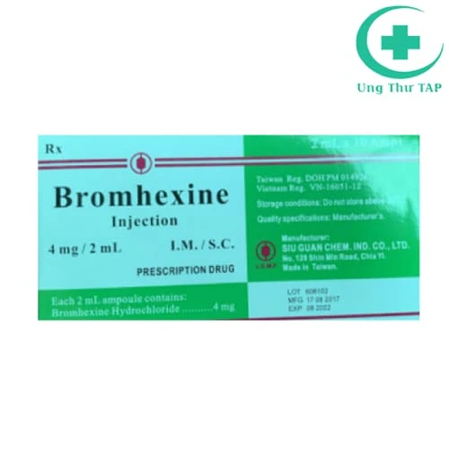 Bromhexine injection 4mg/2ml Siu Guan - Điều trị nhiễm độc