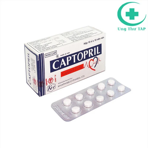 Captopril 25mg Khapharco - Thuốc điều trị cao huyết áp, suy tim