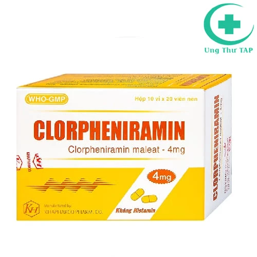 Clorpheniramin 4mg Khapharco - Điều trị viêm mũi dị ứng, mề đay