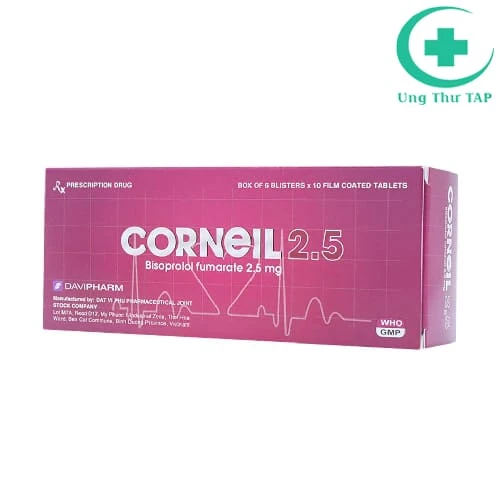 Corneil 2.5mg Davipharm - Điều trị tăng huyết áp, đau thắt ngực