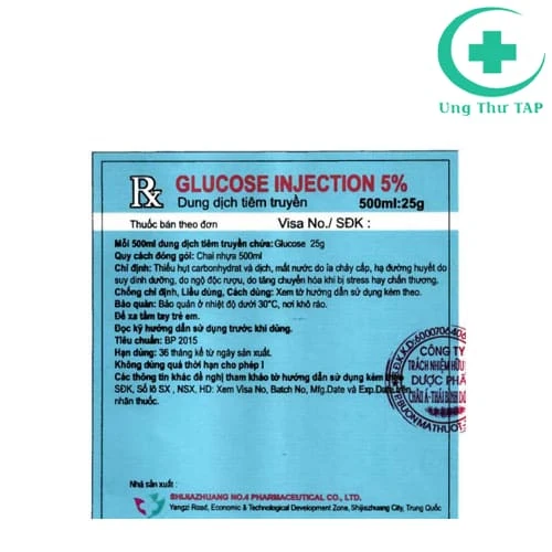 Glucose Injection 5% 500ml Shijiazhuang - Thuốc chống mất nước