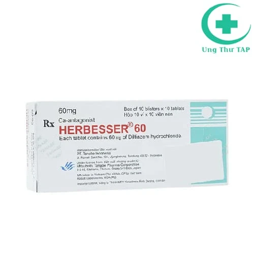 Herbesser 60 P.T.Tanabe - Thuốc điều trị đau thắt ngực