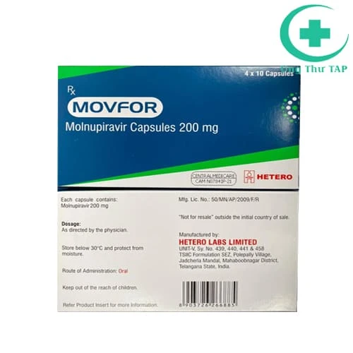 Movfor 200mg (Molnupiravir) Hetero - Thuốc Covid-19 của Ấn Độ