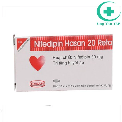 Nifedipin Hasan 20 Retard - điều trị đau thắt ngực, tăng huyết áp