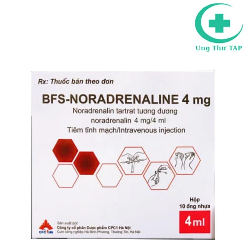 Noradrenalin 4mg/4ml - điều trị tụt huyết áp, kèo dài gây tê