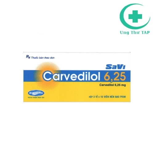 SaVi Carvedilol 6.25 - Thuốc điều trị tăng huyết áp, suy tim