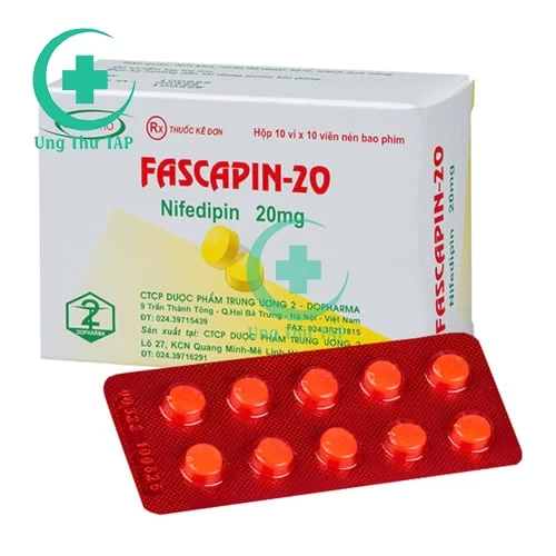 Fascapin-20 - Thuốc trị huyết áp cao, đau thắt ngực của Dopharma