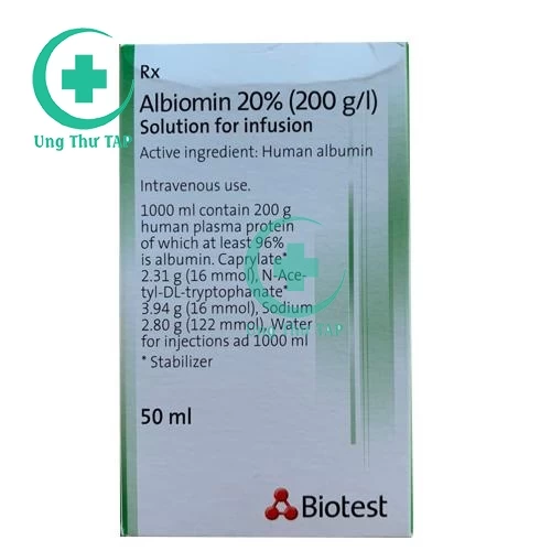 Albiomin 20% 50ml - Thuốc điều trị giảm thể tích máu của Đức