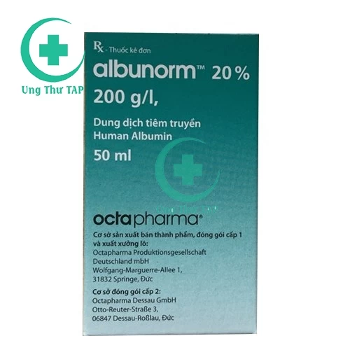 Albunorm 20% 50ml  Octapharma - Điều trị giảm thể tích máu