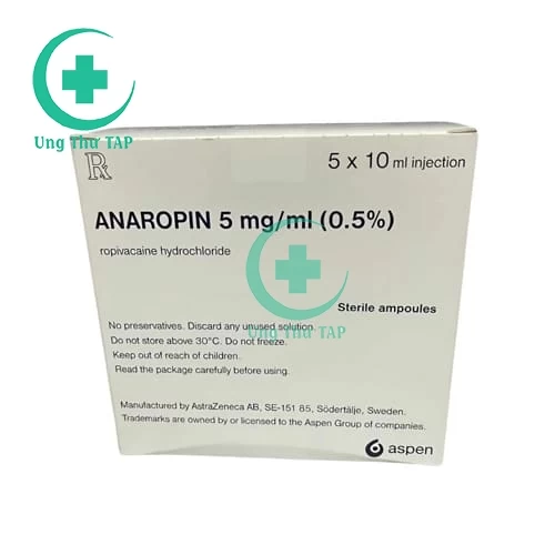 Anaropin Inj. 5mg/ml 10ml 5's-  Dung dịch gây mê, tê Thụy Điển