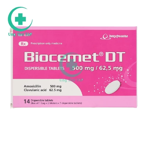 Biocemet DT 500mg/62,5mg - Thuốc trị viêm  amiđan, trị nhiễm khuẩn