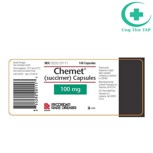 Chemet (Succimer) capsules 100mg Lannett - Điều trị ngộ độc chì