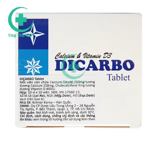Dicarbo Tablet  Kolmar - Thuốc điều trị các bệnh lý về xương