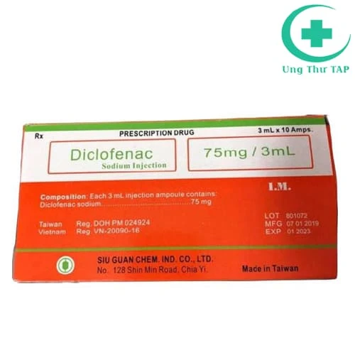 Diclofenac sodium Injection 75mg/3ml Siu Guan Chem - Chống viêm