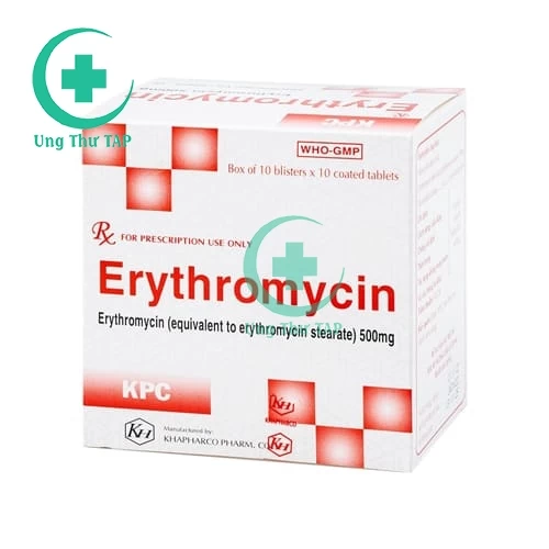 Erythromycin 500mg Khapharco - Thuốc điều trị nhiễm khuẩn đường hô hấp