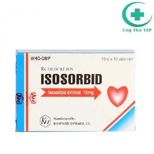 Isosorbid 10mg Khapharco - Thuốc điều trị cơn đau thắt ngực
