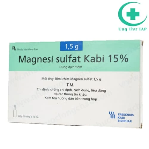 Magnesi sulfat Kabi 15% - Thuốc nhuận tràng, chống co giật