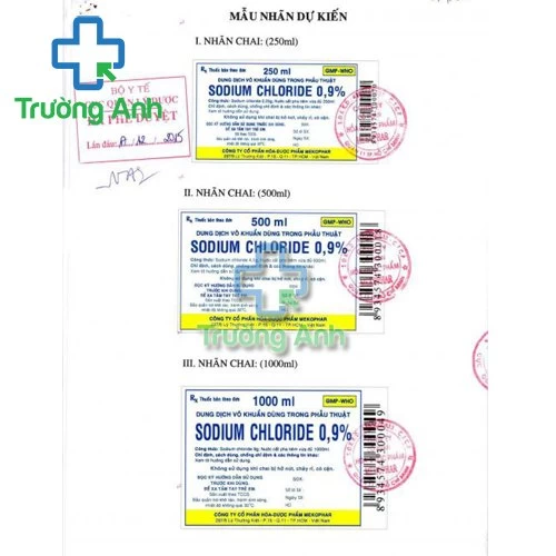 Sodium Chloride 0,9% Mekophar - Bổ sung natri chlorid và nước