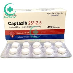Captazib 25/12,5 - Thuốc điều trị tăng huyết áp của Tipharco