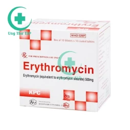 Erythromycin 500mg Khapharco - Thuốc điều trị nhiễm khuẩn đường hô hấp