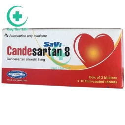 Savi Candesartan 8 - Thuốc điều trị suy tim, tăng huyết áp